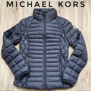 Michael Kors puffer Coat, Packable Coat XS Blue, MK logo